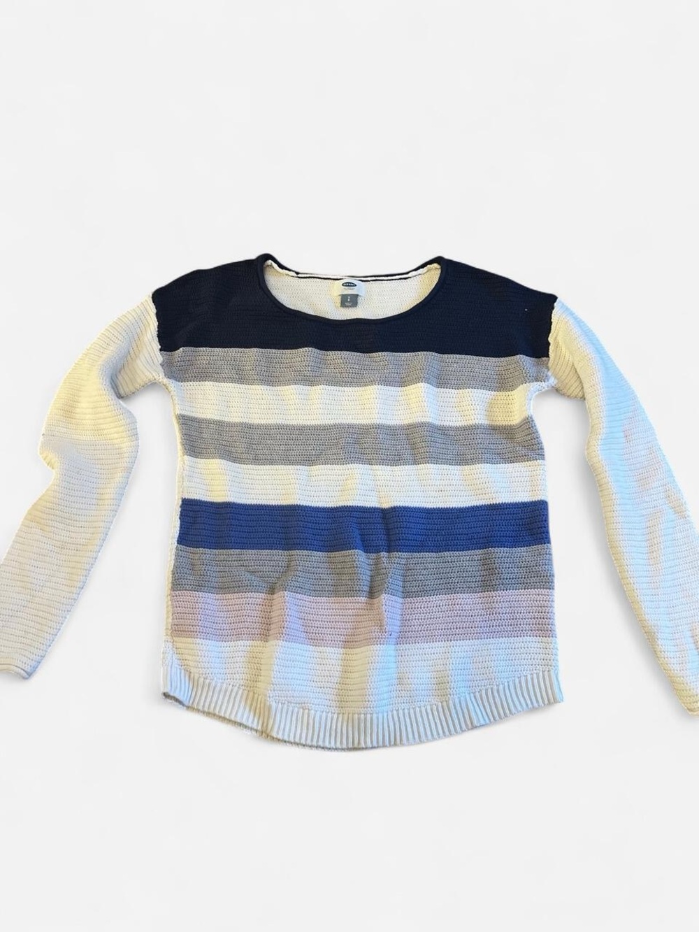Old Navy Striped Crewneck Sweater in Navy, Blue, Gray, Cream